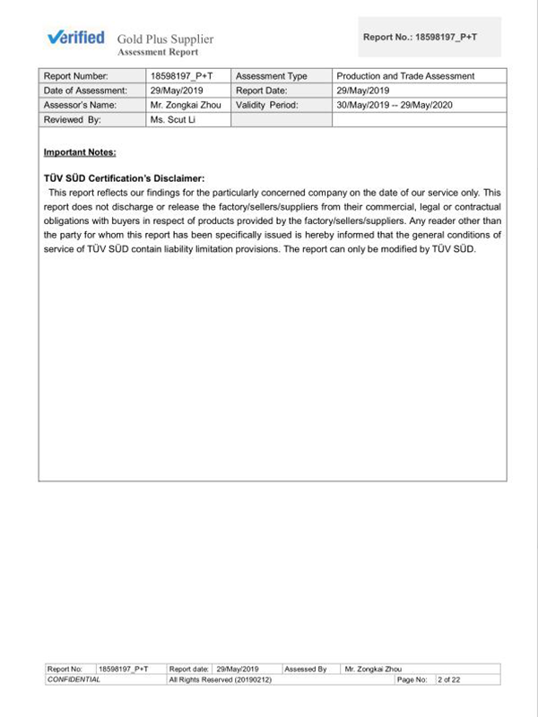 Supplier Assessment Report Ningbo Yinzhou Handi Plastic Industry Co., Lt.