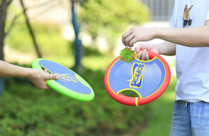 Play Outdoor Game With Ball And Trampoline